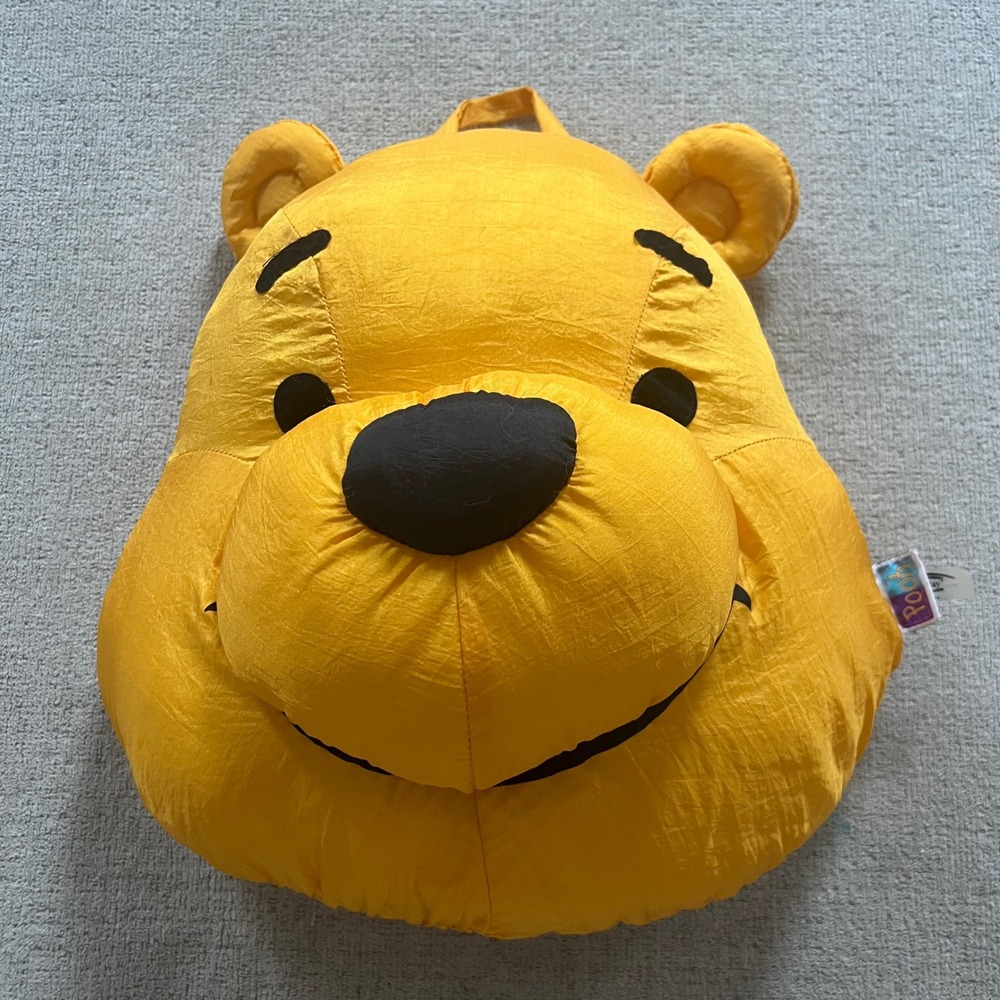 Vintage Disney Winnie the Pooh Plush Pillow Head Yellow Nylon iPlay 15 inch